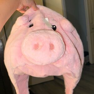 Disney Pink Plush Character Porky Pig Toy Story Hat with Earflaps